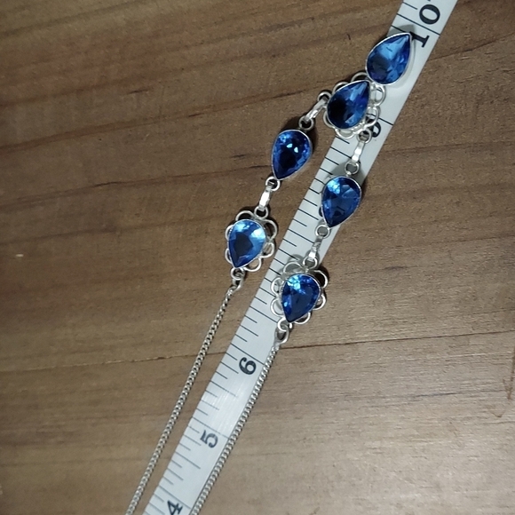 BLUE Topaz Sterling Silver Necklace - Picture 4 of 6